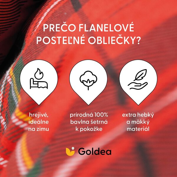 Goldea flanelové povlečení - červené káro 140 x 200 a 70 x 90 cm
