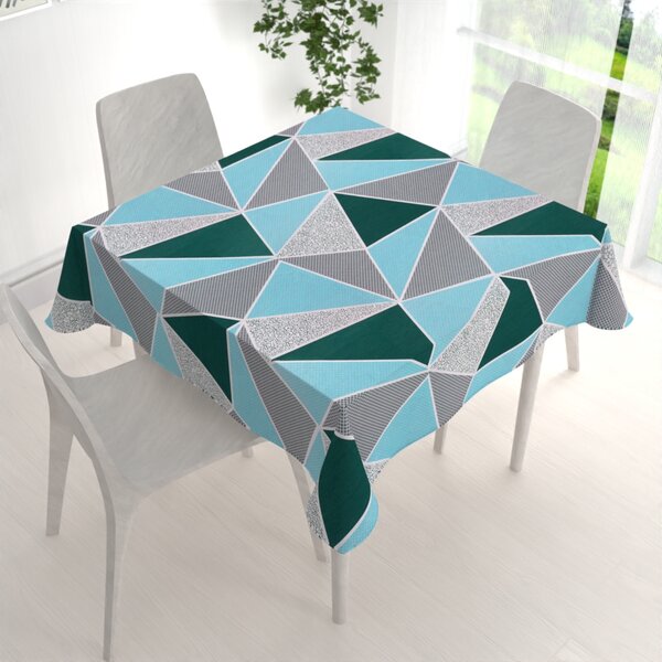 Biante Bavlněný čtvercový ubrus Sandra SA-334 Modro-zelené trojúhelníky 50x50 cm