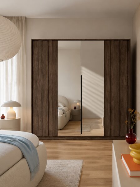 Otevírací skříň Flaro 223 cm s osvětlením - dub dunin