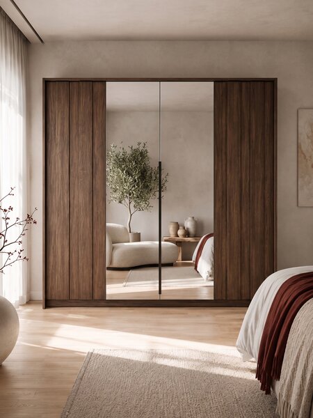 Otevírací skříň Flaro 223 cm s osvětlením - dub dunin