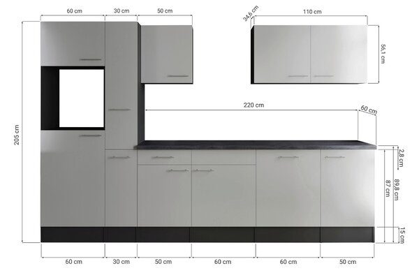 KUCHYŇSKÝ BLOK BEZ SPOTŘEBIČŮ 310 cm Respekta - Online Only kuchyňské linky, Online Only