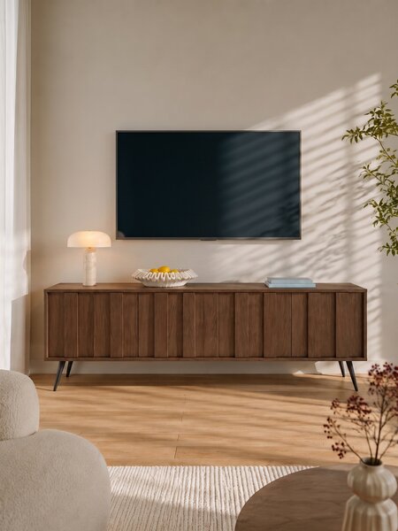 Moderní RTV skříňka Flaro 184 cm s osvětlením - dub dunin