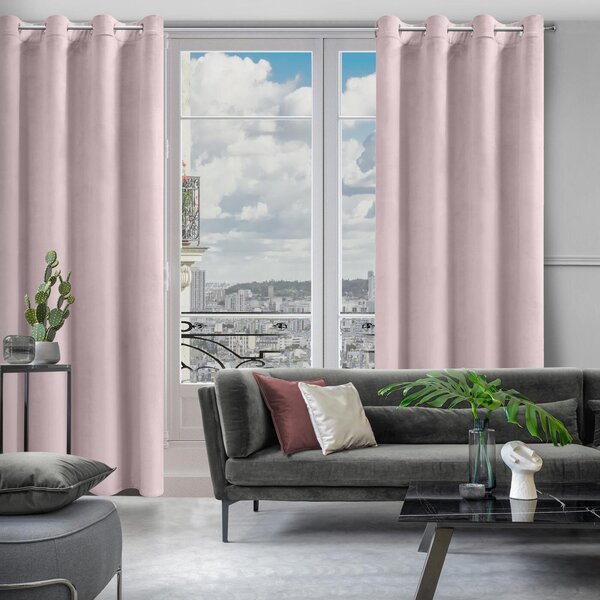ZATEMŇOVACÍ ZÁVĚS NA PÁSCE ROSA 135X300 CM PUDROVÁ