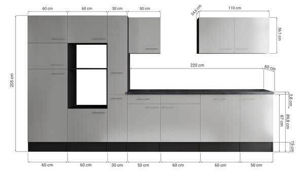 KUCHYŇSKÝ BLOK BEZ SPOTŘEBIČŮ 370 cm Respekta - Online Only kuchyňské linky, Online Only