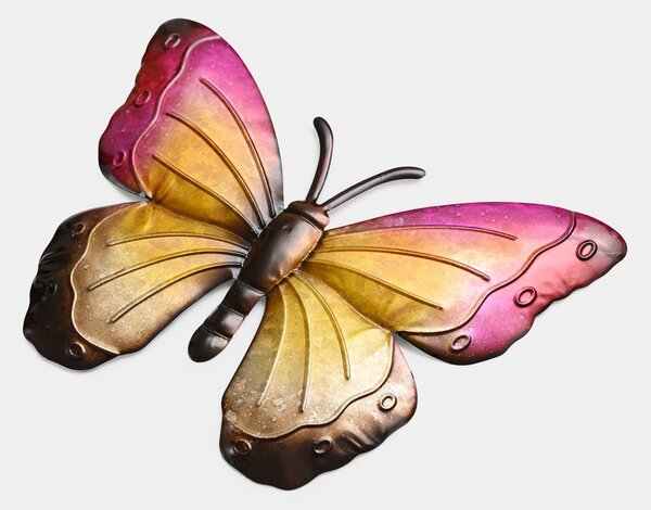 Nástěnná kovová dekorace motýl BUTTERFLY 40 cm - více barev Barva: Fialová