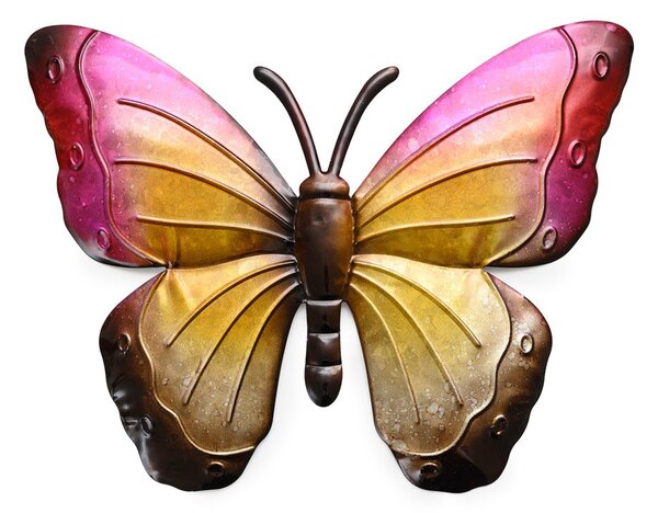 Nástěnná kovová dekorace motýl BUTTERFLY 40 cm - více barev Barva: Fialová