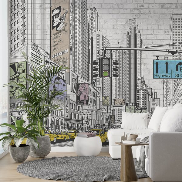 Fototapety Megapolis v komiksovém stylu, Fototapety teen room, Fototapety pro dospívajícího chlapce, u21095 : uwalls.cz