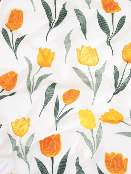 MK Lůžkoviny Bavlněné povlečení Renforcé - Květy tulipánů oranžové 140 × 200 cm, 70 x 90 cm