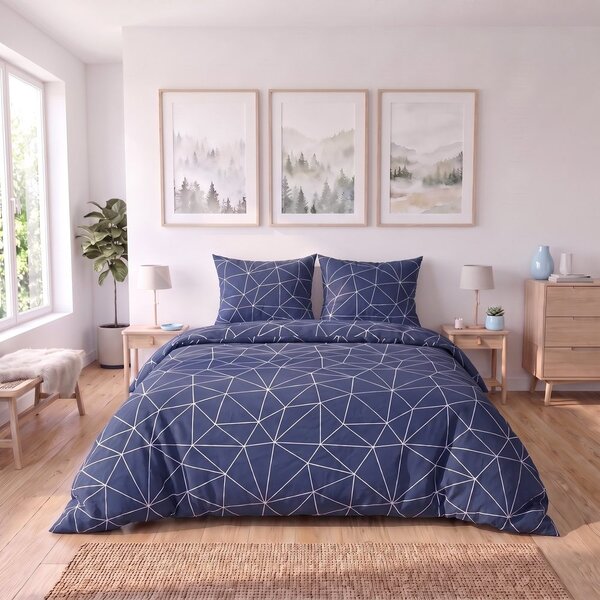 Bavlněné povlečení NORDIC COLLECTION GRID modré