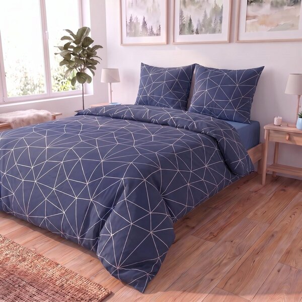 Bavlněné povlečení NORDIC COLLECTION GRID modré