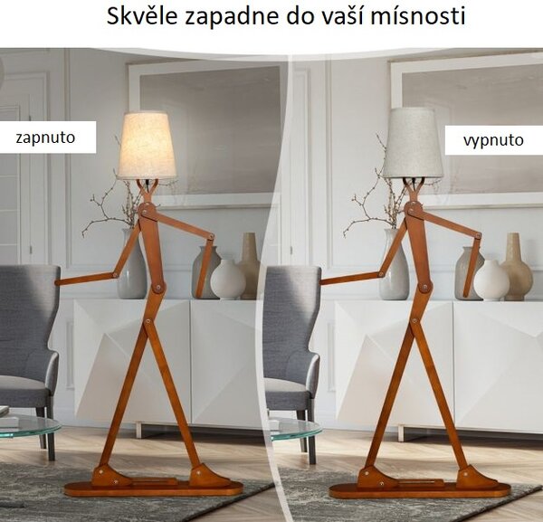 Stojací lampa dřevěný panák, 160 cm EU10099DE