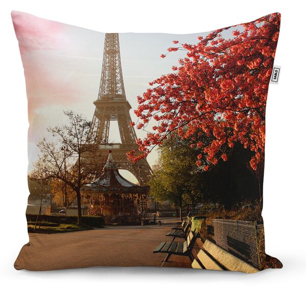 Sablio Polštář Eiffelova věž a červený strom - 50x50 cm