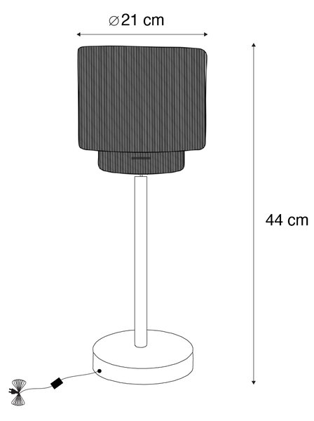 Japandi stolní lampa černá s hnědým lanem - Smilla