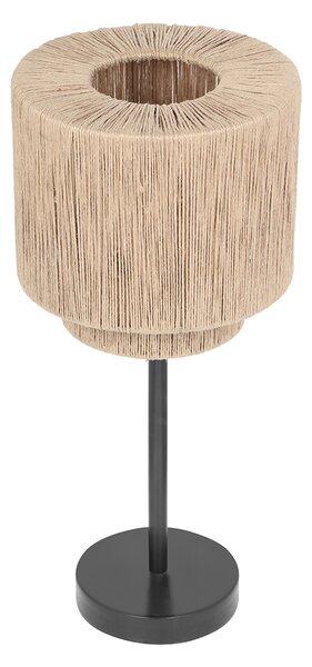 Japandi stolní lampa černá s hnědým lanem - Smilla