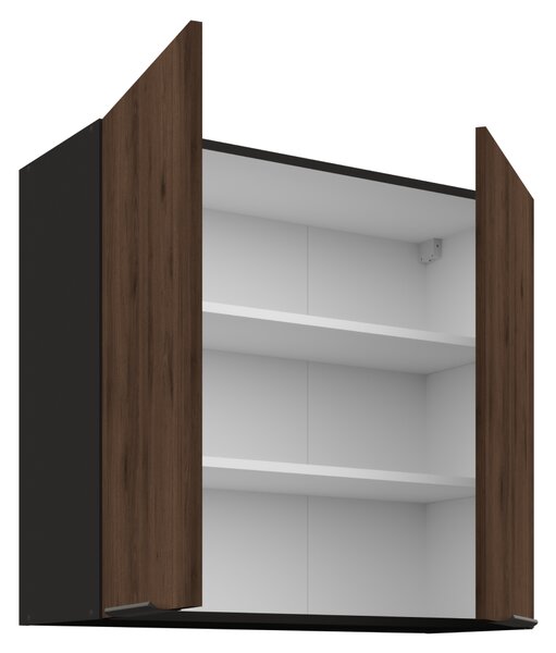 KONDELA Horní skříňka, ořech okapi/černá, MENZO 80 G-72 2F