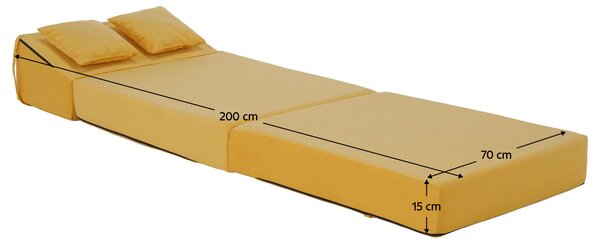 KONDELA Skládací matrace/křeslo, 2v1, žlutá, PELOS