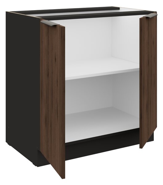 KONDELA Spodní skříňka, ořech okapi/černá, MENZO 80 D 2F BB