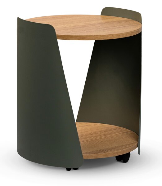 KONFERENČNÍ STOLEK, zelená, barvy dubu, kov, kompozitní dřevo, 40/40/48 cm Xora - Konferenční stolky, Online Only