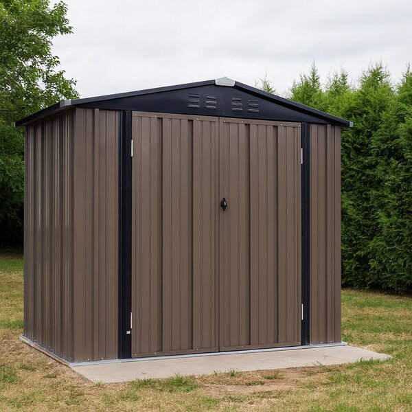 KONDELA Plechový zahradní domek na nářadí, hnědá / antracitová, 2x1,3x2,1 m, RADOL