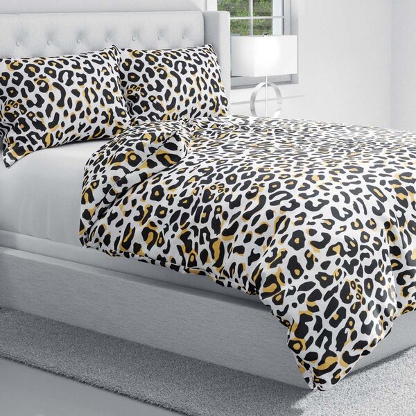 Biante Bavlněné ložní povlečení Sandra SA-409 Leopardí vzor na bílém Jednolůžko 140x200 a 70x90 cm