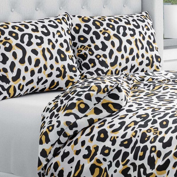 Biante Bavlněné ložní povlečení Sandra SA-409 Leopardí vzor na bílém Jednolůžko 140x200 a 70x90 cm