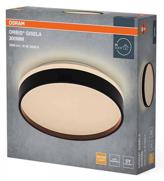 Stropní svítidlo Orbis Gisela, černá, teplá bílá