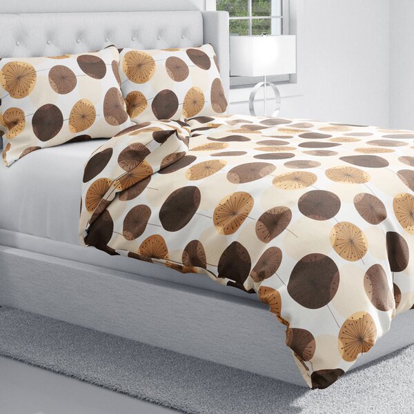 Biante Bavlněné ložní povlečení Sandra SA-488 Hnědo-béžové designové pampelišky Jednolůžko 140x200 a 70x90 cm