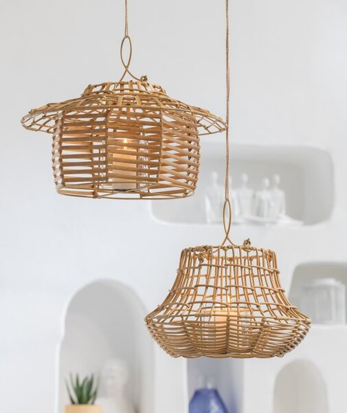 Béžová ratanová závěsná lucerna Giro - 33*33*33 cm - J-Line by Jolipa