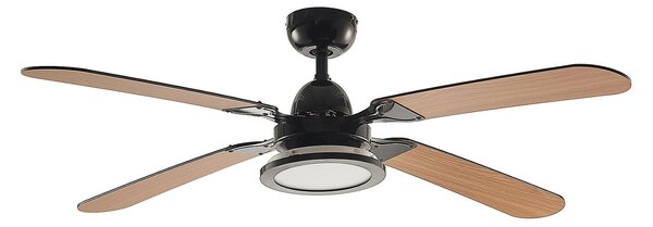 Stropní ventilátor Tedric s LED osvětlením, černý, tichý, 133 cm – Lucande Lucande, Tedric, Černá, Obývací pokoj, Kov, Vintage
