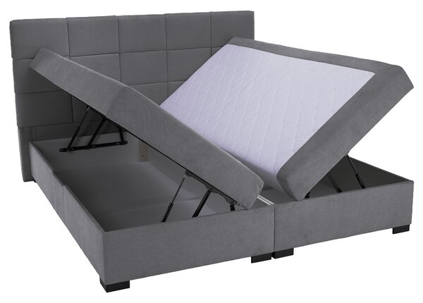 KONDELA Boxspringová pocketová postel, 180x200, šedá, APRIL