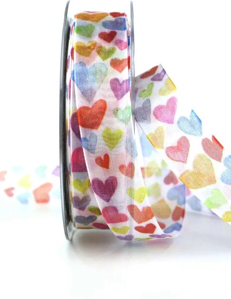 Stuha organzová CRAZY HEARTS 25mm x 2,5m (10,- Kč/m)