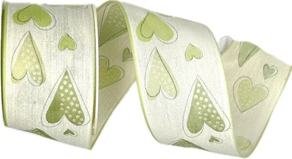 Bavlněná stuha ROMANCE – pastelově zelená 40mm x 2m