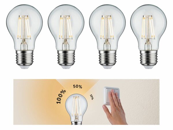 PAULMANN Set 3-krokové-stmívatelné LED žárovka E27 230V 4x5W 2700K stmívatelné čirá
