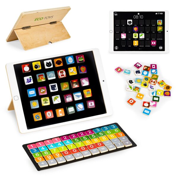 Dřevěný vzdělávací tablet a magnetická tabule ECOTOYS