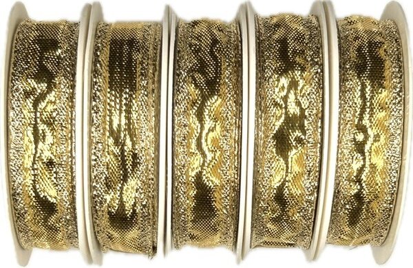5x Stuha zlatá CELEBRATION GOLD lesklá 5x (15mm x 3m) 10,-Kč/ks!