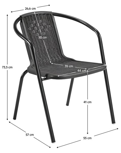 KONDELA Zahradní stohovatelná židle, černá, ocel/plast, FRENY