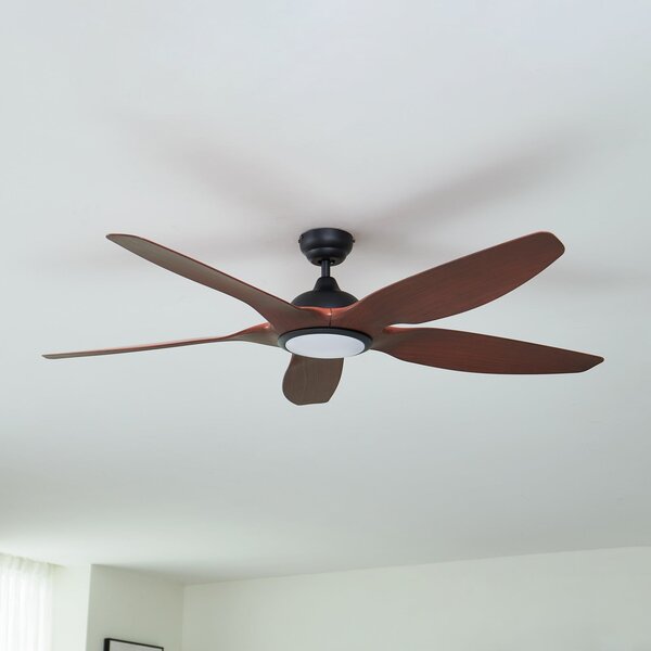 Stropní ventilátor Omendo s LED osvětlením, černý, DC, tichý, CCT – Lucande Lucande, Omendo, stmívatelné, Černá, Obývací pokoj, Kov, Moderní