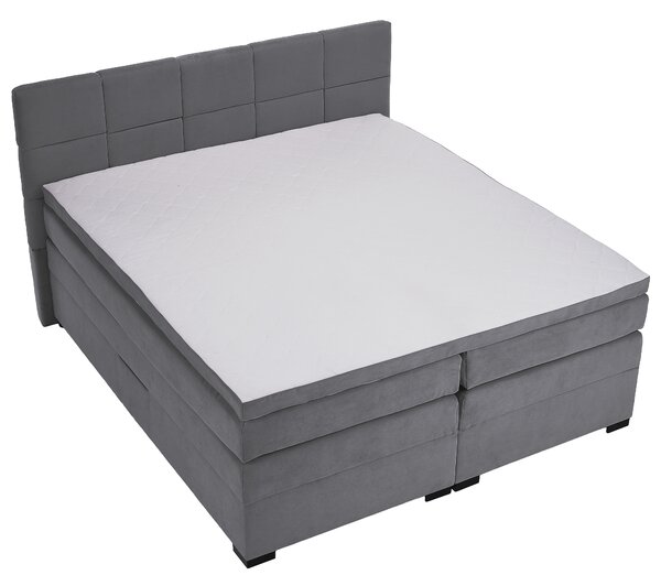 KONDELA Boxspringová pocketová postel, 200x200, šedá, APRIL