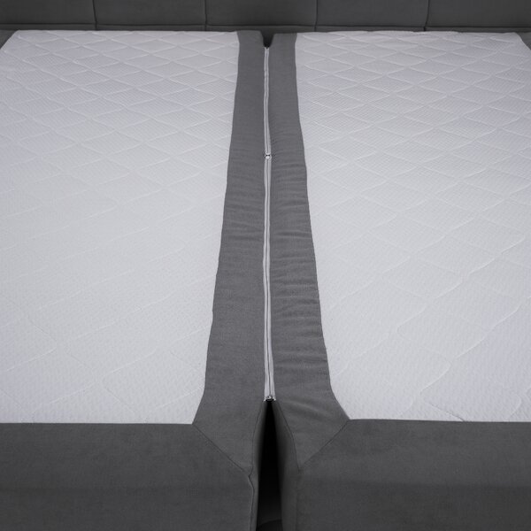 KONDELA Boxspringová pocketová postel, 200x200, šedá, APRIL