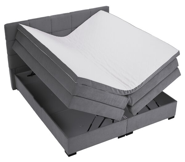 KONDELA Boxspringová pocketová postel, 200x200, šedá, APRIL
