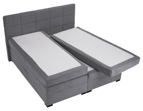 KONDELA Boxspringová pocketová postel, 200x200, šedá, APRIL