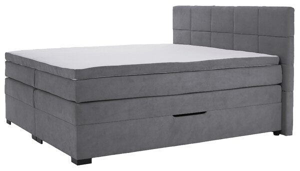 KONDELA Boxspringová pocketová postel, 200x200, šedá, APRIL