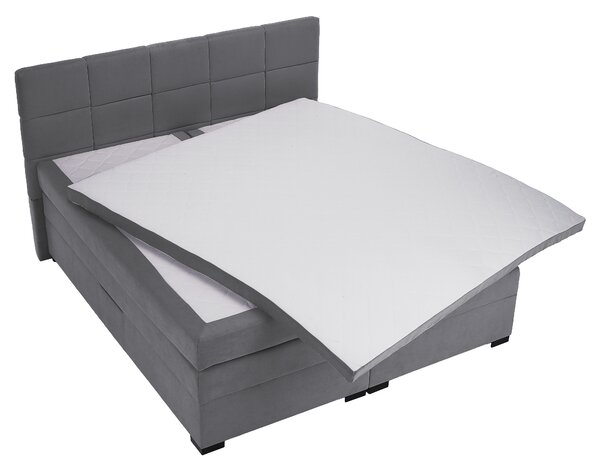 KONDELA Boxspringová pocketová postel, 200x200, šedá, APRIL