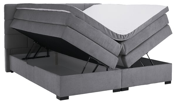 KONDELA Boxspringová pocketová postel, 200x200, šedá, APRIL