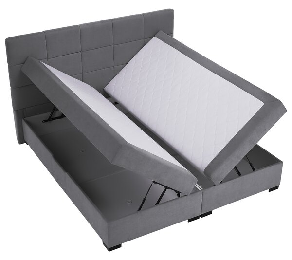 KONDELA Boxspringová pocketová postel, 160x200, šedá, APRIL