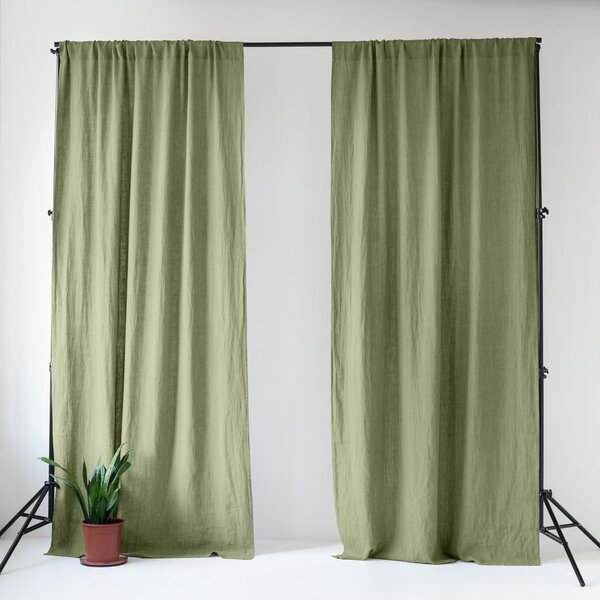 Světle zelený lněný závěs 140x300 cm Sage – Linen Tales