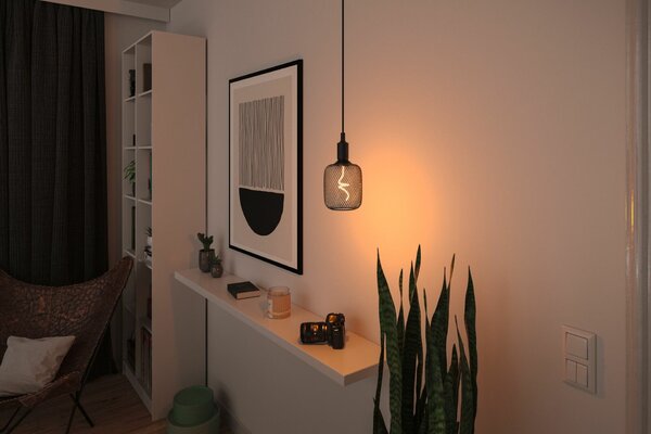PAULMANN Kovic Glow Standard 230V LED žárovka Zyl E27 4W 1800K stmívatelné černá