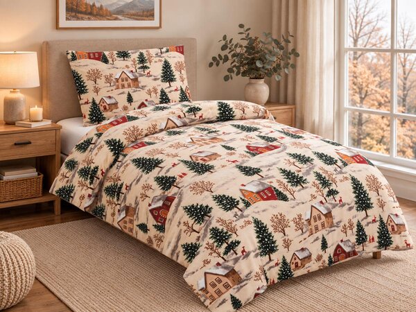Jahu MyHouse Vánoční osada mikroplyšové povlečení Rozměr: 1x 70 x 90 a 1x 140 x 200 cm