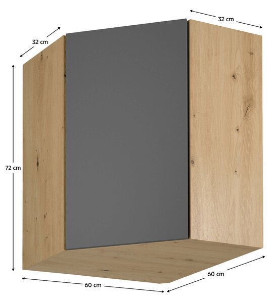 KONDELA Horní skříňka, dub artisan/šedý mat, LANGEN G60N