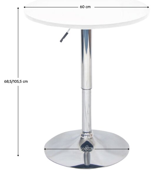 KONDELA Barový stůl s nastavitelnou výškou, bílá, průměr 60 cm, BRANY 2 NEW